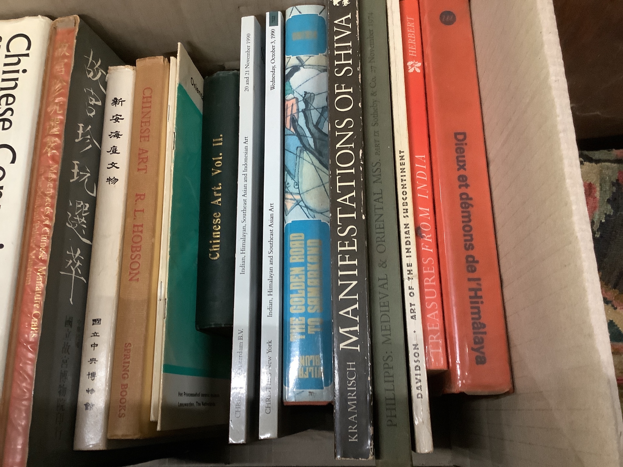 A large collection of modern and vintage reference books and catalogues on Chinese, Korean, Japanese and Buddhist art, 4 boxes